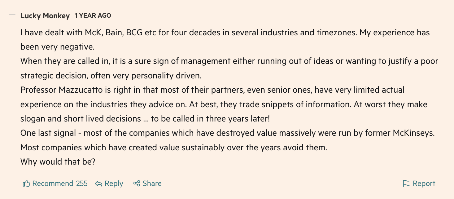 FT comment deriding mckinsey